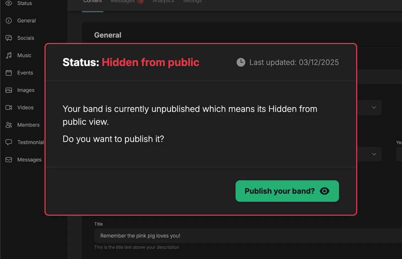 screenshot showing Press publish